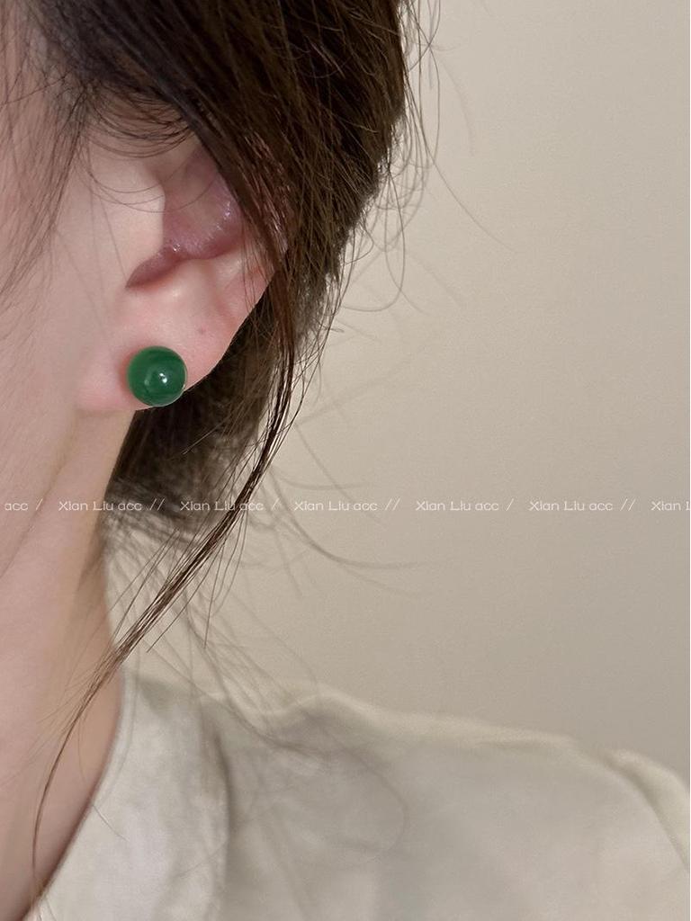 Elegant Green Agate Pearl Earrings: Chinese-Style, Uniquely Luxurious and High-End Design for Women
