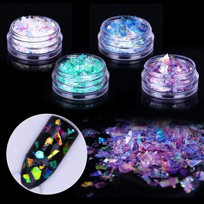 Zlacené flitry Fluorescenční sklo Papír Dust Powder Nail Art DIY Dekor