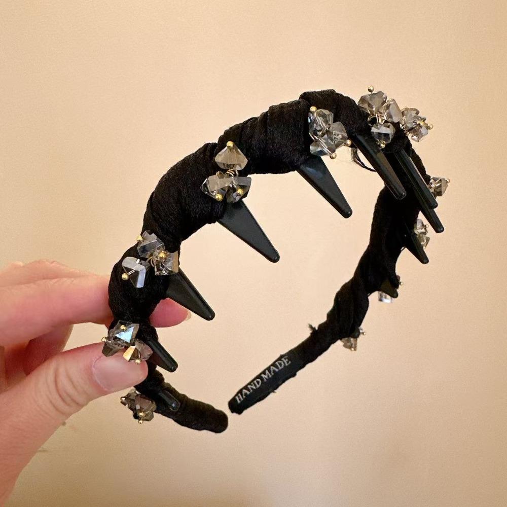 

with Tooth Rhinestone Headband Colorful Yarn Style Around Hairpin New Face Wash Headband чорний