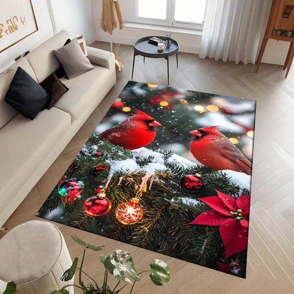 1pc Two Cardinals Area Rug, Slip-Resistant, Easy-Clean, Stain-Resistant, Perfect for Cozy Living Rooms, Bedrooms, Kitchens, Offices, and Hol