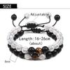 Geflochtenes Seil-Paar-Set, Armband, schwarz-weiß, Perlen, natürliches Tigerauge, Lavastein, Armbänder, Charm-Schmuck, Geschenke für beste Freunde