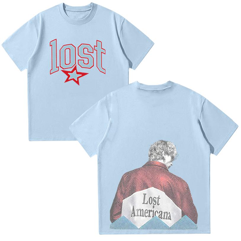 Mgk Потерянная Американа Фото Футболка Женская Мужская Хип-хоп Футболки Панк Футболки Mgk Готическая Уличная одежда Графическая печать Хлопок Повседневные Топы 4XL