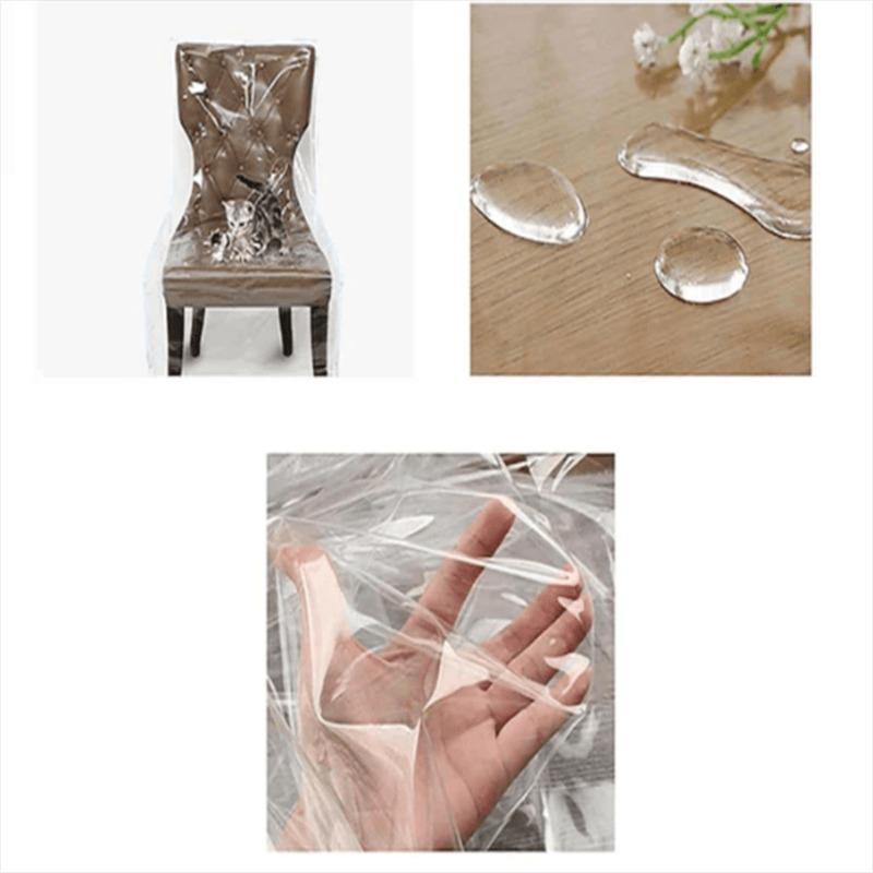 4/6/8pc Plastic Dining Chair Covers with Backrest PVC Transparent Chair Cover Quality Kitchen Protective Chair Covers Dust-Proof