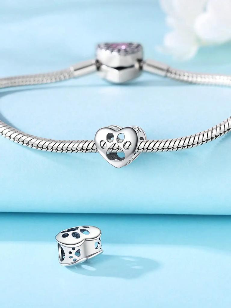 Copper Plated Original Charms Cute Cat Paw Pet Beads Fit Bracelet Women'S Jewelry Gift