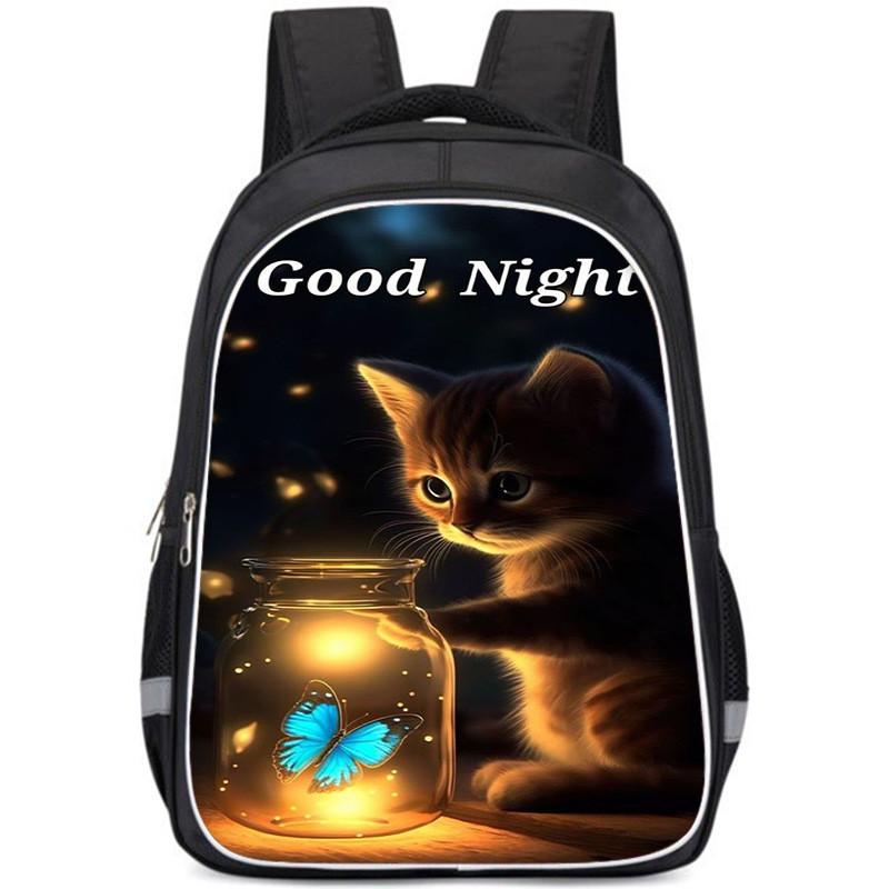 

Trendy Cat Print Large School Backpack For Children Lightweight And Practical 24,Small