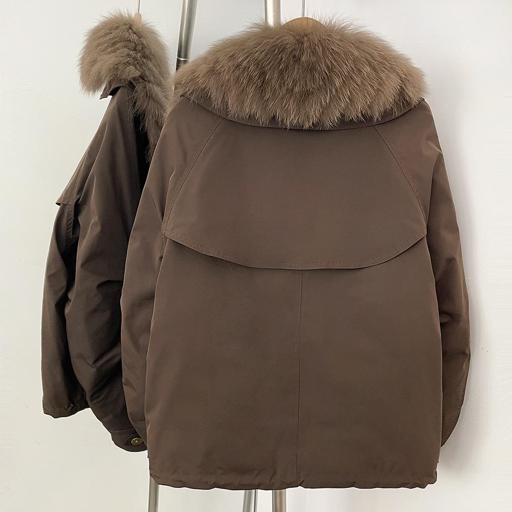 Fur Jackets Real Fox Fur Jacket Natural Fur Top Clothes Women Fashion Warm Thick Duck Down Coat Female