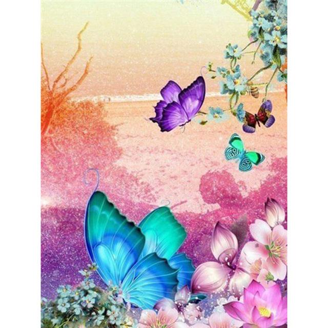 5D DIY Diamond Painting Kit Colorful Butterflies Flying Diamond Embroidery Rhinestones Decorations for Home