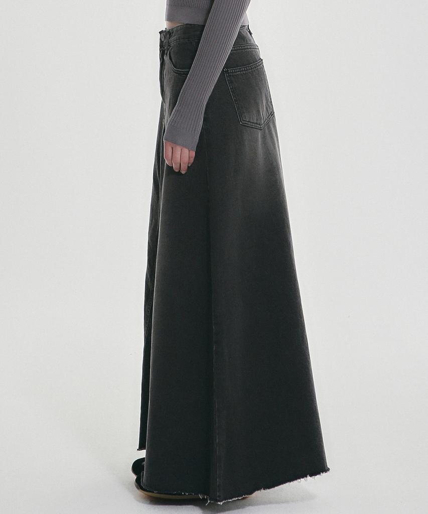 Nigaennikol Maxi Washing Denim Skirt_Black