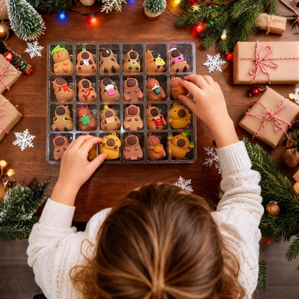 Ημερολόγιο Αντίστροφης Μέτρησης Χριστουγέννων Καπιμπάρα 24 Ημέρες Ημερολόγιο Αντίστροφης Μέτρησης Χριστουγέννων με Συλλεκτικές Φιγούρες για Δώρα Πάρτι Χριστουγεννιάτικες Διακοσμήσεις