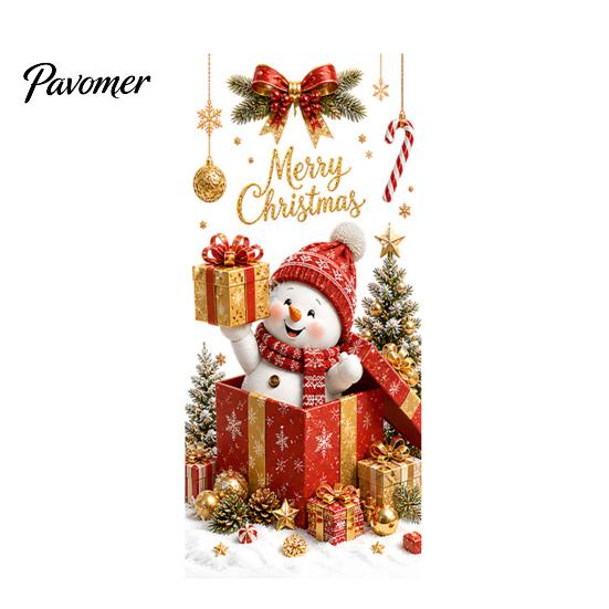 Santa Snowman Elk Stickers Christmas Window Clings, Cute Penguin Reindeer for Holiday Glass Clings Glass, Reusable Static PVC Decal Party Store Decor