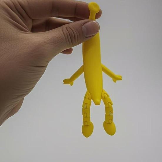 3D Printed Banana Figurine with Articulated Legs Movable Joints Banana Fidget Toy Cartoon Fruit Desktop Decoration Ornament