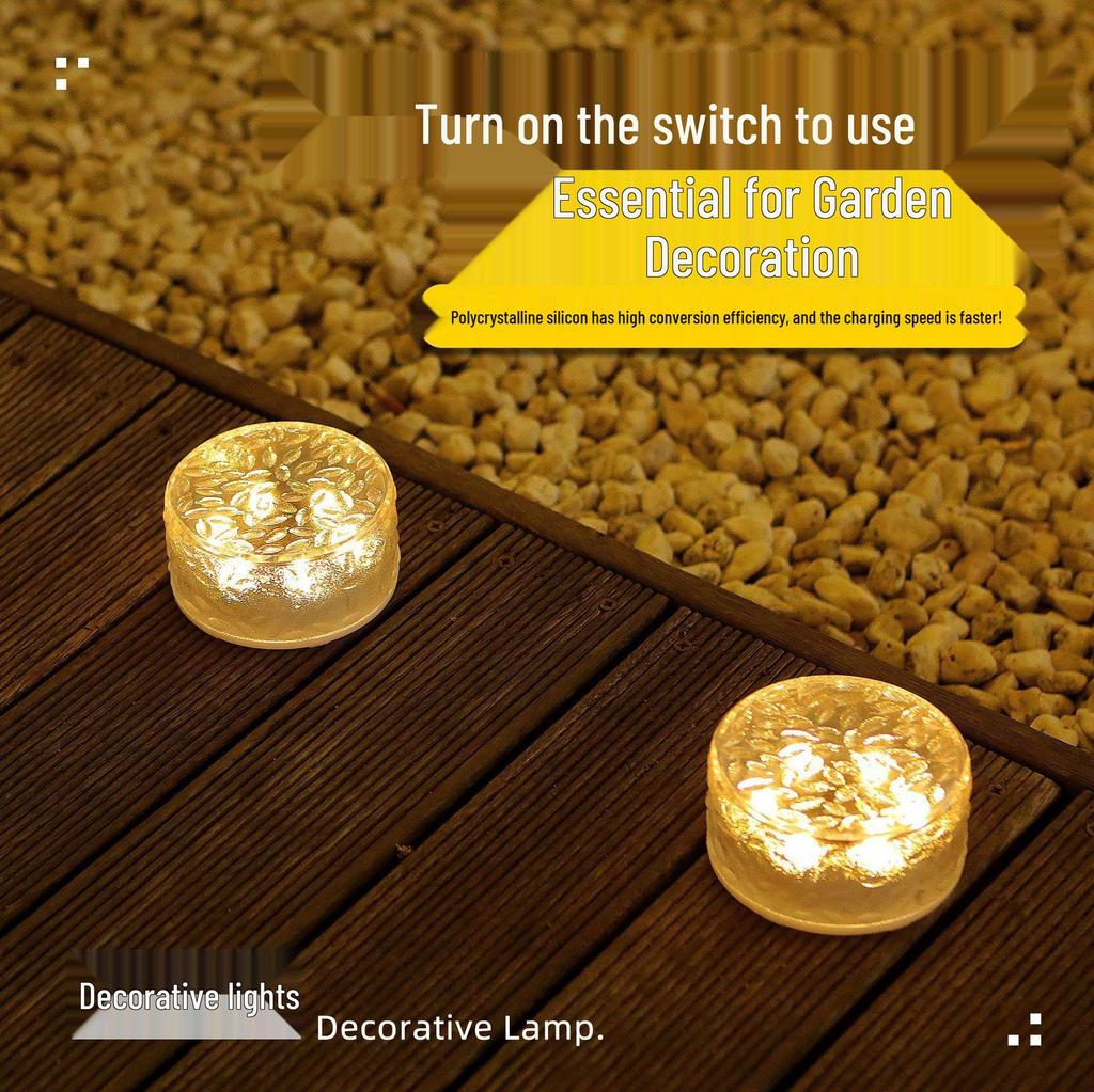 Waterproof Solar Outdoor Villa Courtyard Lamp: Ice Brick Design for Gardens and Balconies
