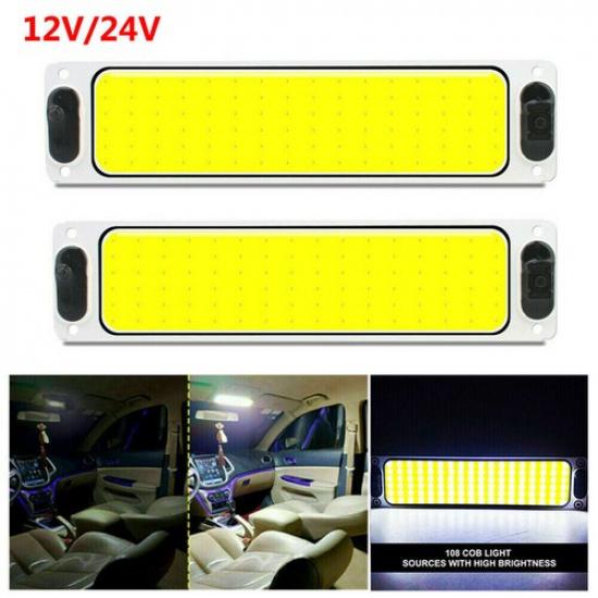 2x Car 12V 24V LED Roof Lamp Light Interior Lighting White Reading Lamp