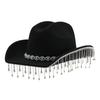 Ladies Wedding Bridal Top Hat, Western Curled Cowboy Hat, Eye Jewel with Fringed Rhinestones, Holiday Travel