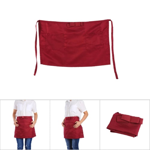 Short Apron, Sommelier Apron, Water-Repellent, Large Capacity, with Pockets, Short Length, Solid Color, Professional Use, Unisex, for Hairdressers, Nu