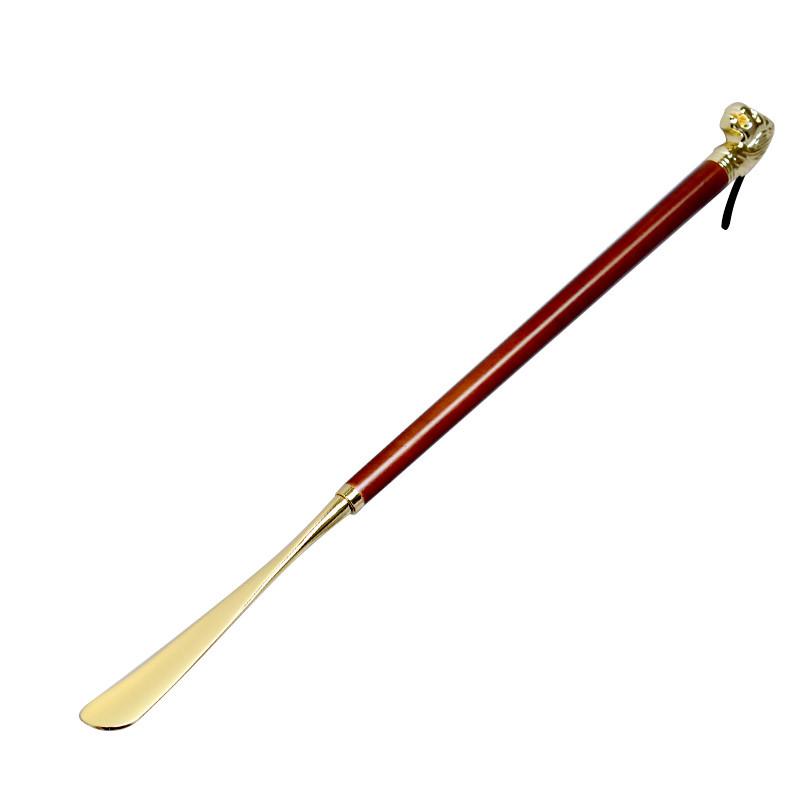 Metal Alloy Lion & Horse Head Zodiac Solid Wood Long Shoehorn