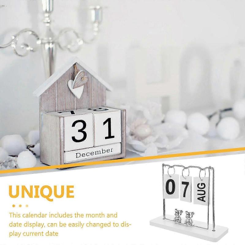 Wooden Desk Calendar Perpetual Flip Calendar Small Desk Decoration 24X19.5CM