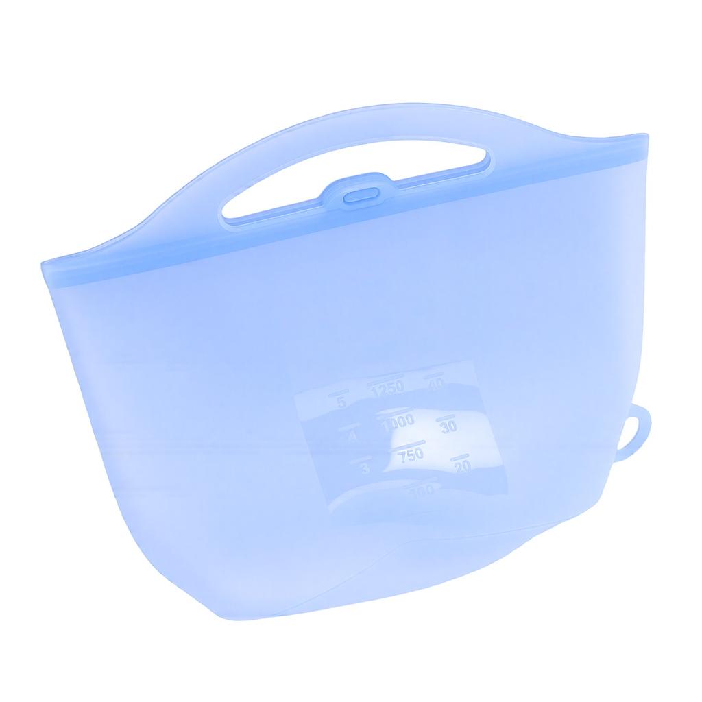 Silicone Microwave Bag 2000ml Leak Proof Reusable Food Storage Bag with Safety Handle Blue