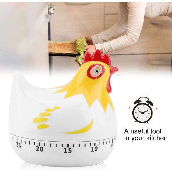 Jadeshay Kitchen Chicken Pattern Baking Timer,Chicken Pattern Countdown Kitchen Timer Reminder for Cooking Baking(White)