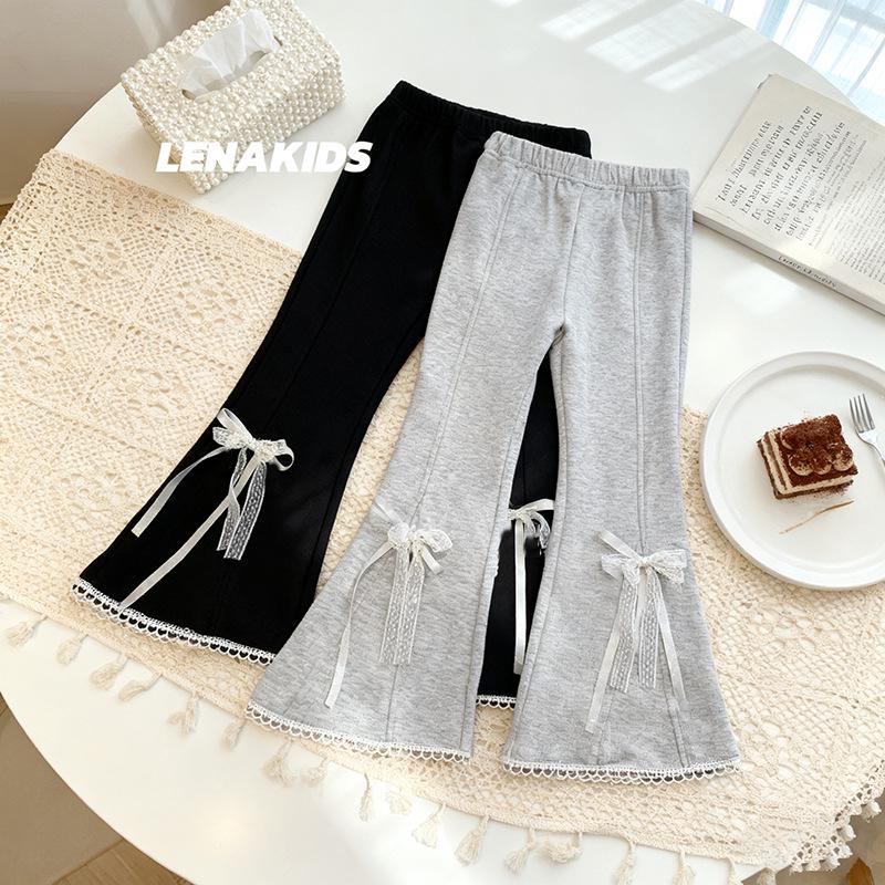 2025 Girls' Stylish Korean Micro-Flare Thick Long Pants for Autumn/Winter