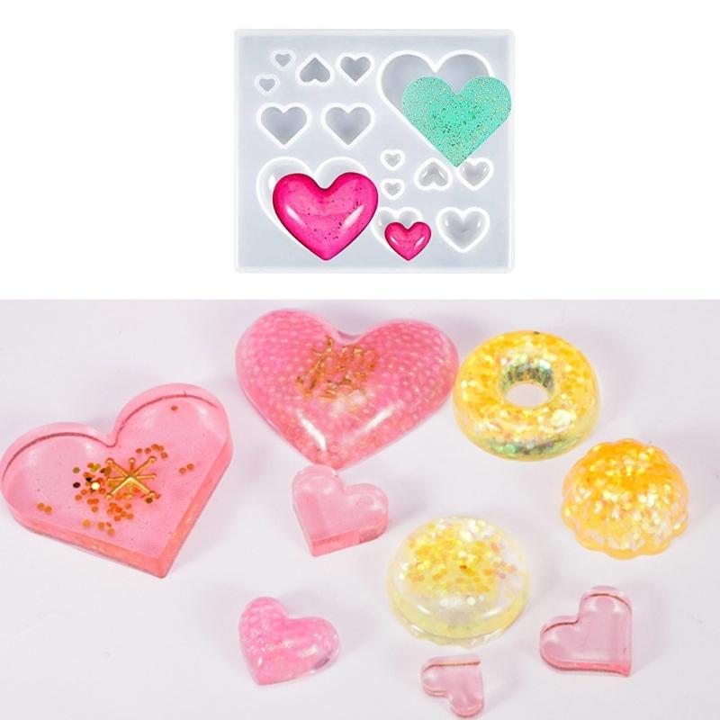 Heart Resin Mold Keychain Silicone Mold Heart Shaped Earring Mold Resin Pendant Mold for DIY Crafts Jewelry Casting Mold
