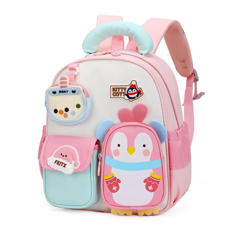 Schoolbag new soft fufu cute fun cartoon children's anti-fall backpack dopamine contrasting color cute treasure school season admission schoolbag
