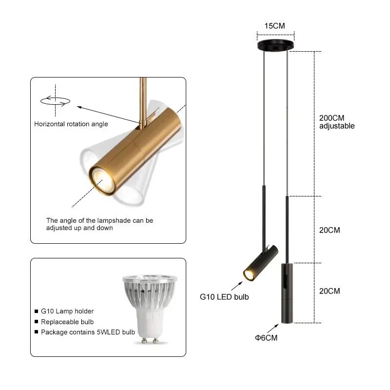 Modern LED Chandelier Nordic bedroom bedside spotlight home decoration catering lighting black gold adjustable angle gloss