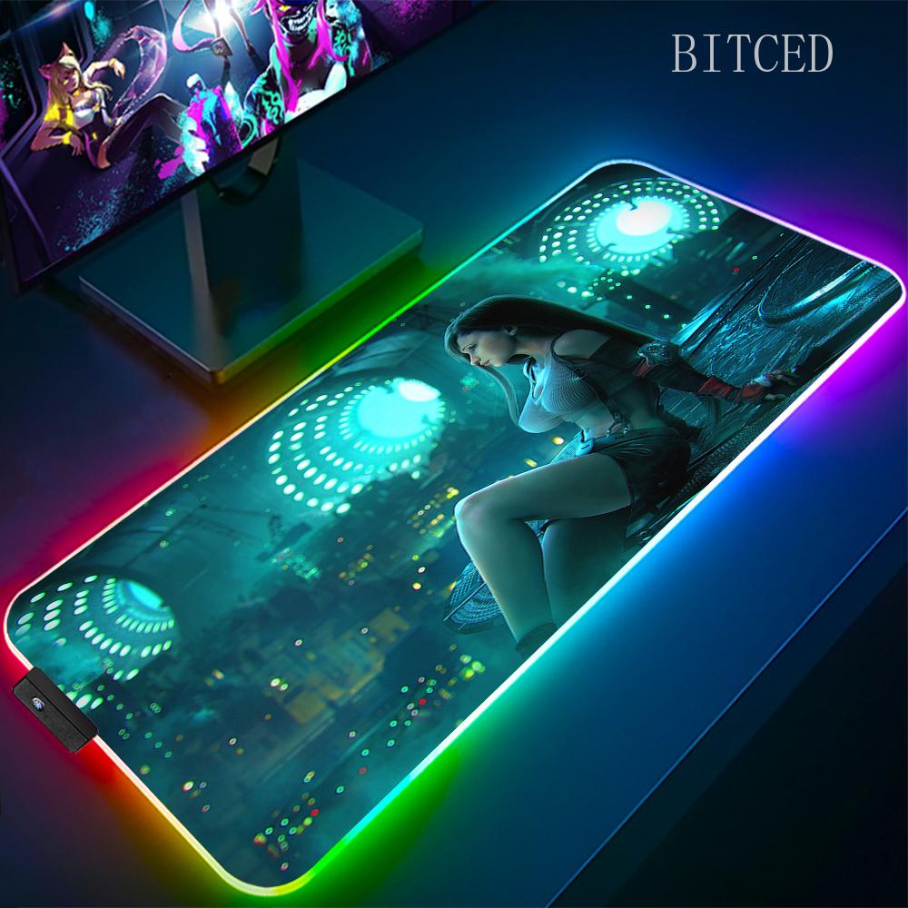 Rgb Final Fantasy Mouse Pad Laptop Mousepad Gaming Cool Mouse Mat Large Gamer Mousepads Speed Cool LED Desk Mat with Backlight