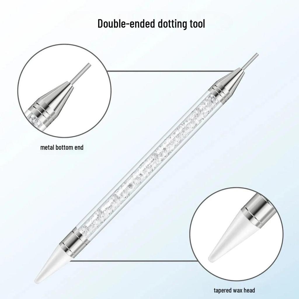 Double-ended Nail Art Rhinestone & Dotting Pen: Acrylic Wax, Adhesive, Drill Suction Pen for Nail Art.