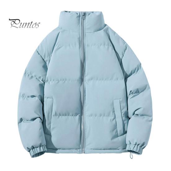 

Мужское хлопковое пальто с воротником-стойкой, длинным рукавом, застежкой-молнией, с карманами, однотонная утолщенная теплая стеганая верхняя одежда M синий