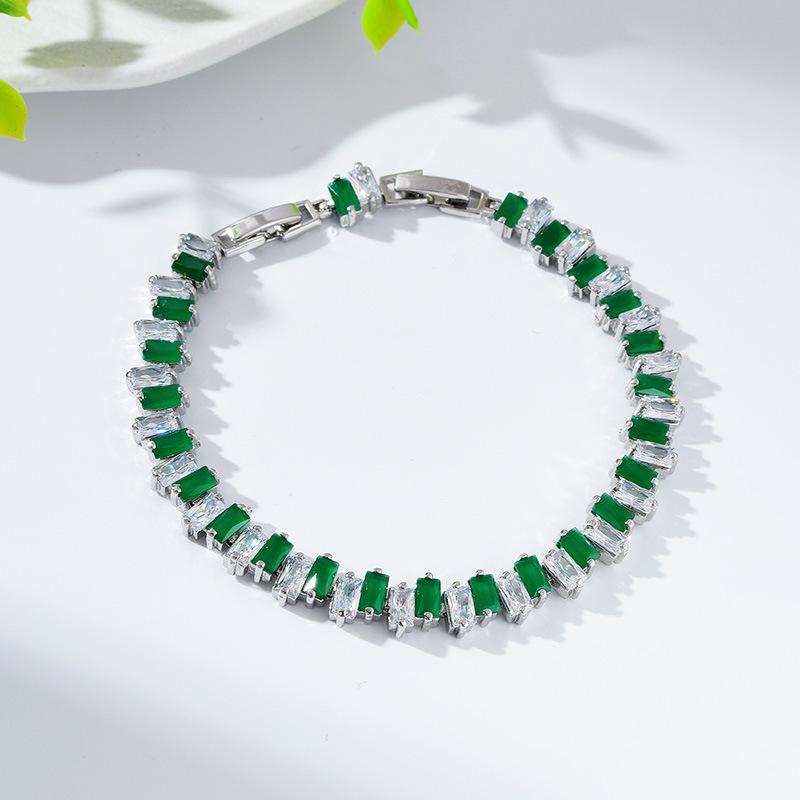 

Браслет Женский Циркон Регулируемый Простой Браслет Ювелирные Изделия Французская Медь Инкрустированный Циркон Браслет Length 17.5 + 3 cm зелёный