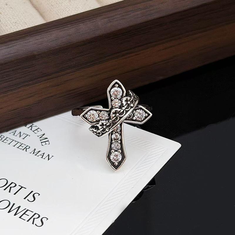 Court Style Retro Retro Open Ring Retro Light Luxury High-End Niche Design Personalized Stacked Ring Adjustable opening