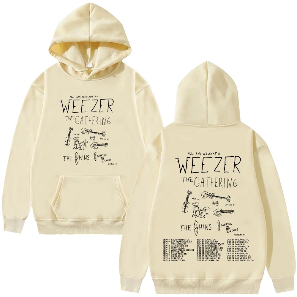Weezer Band Tour 2026 Hooide Moda Uomo Donna Hip Hop Felpe con Cappuccio alla Moda Manica Lunga Abbigliamento Oversize Casual Felpa con Cappuccio