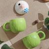Tazza da Caffè in Ceramica a Forma di Cocco Tazza da Caffè con Manico Coperchio Mini Ombrello Cannuccia Resistente alle Alte Temperature Stoviglie Estive