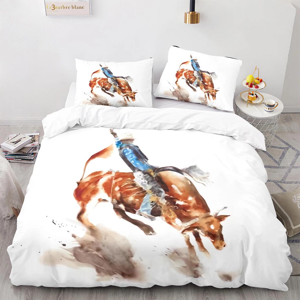 Aquarell Pferd Bettbezug King Queen 3D Braune Pferde Bettwäsche Set Für Teenager Erwachsene Wildtier 2/3 Teile Polyester Bettdeckenbezug