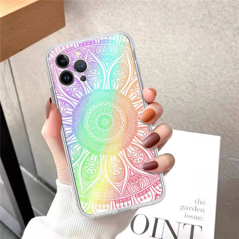Flower Of Life In Lotus Phone Case For iPhone 14 13 12 11 Pro Max XS X XR SE 2020 6 7 8 Plus Mini Transparent Shell