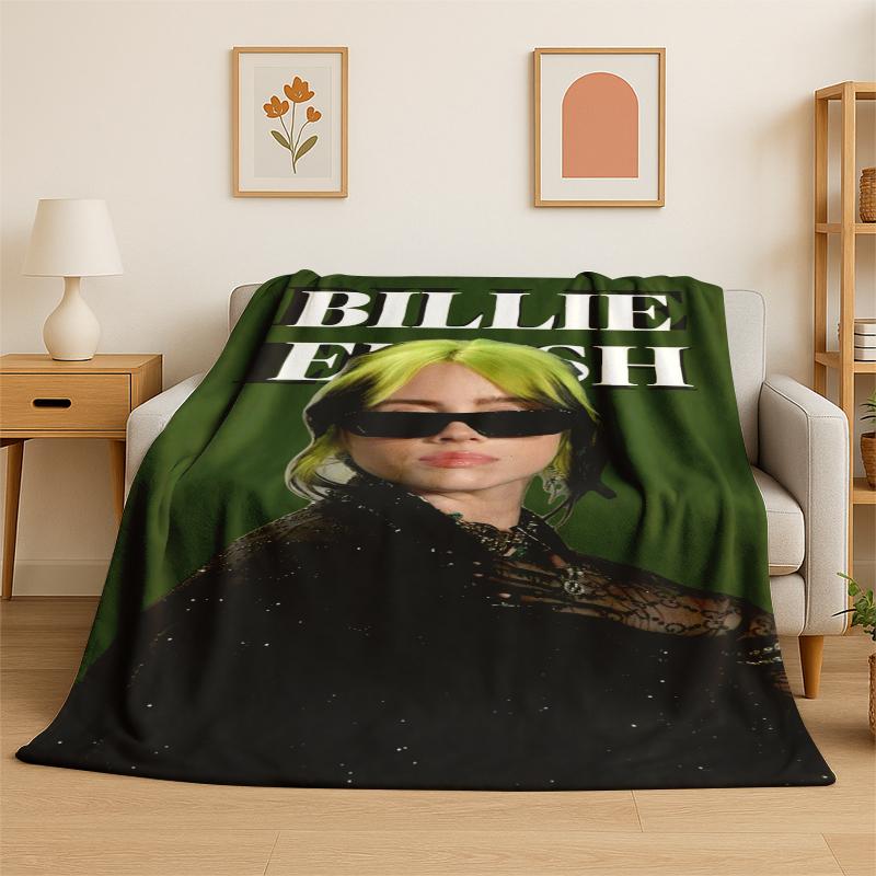 3D Billie Eilish Sängerin Star Flanell Decke Weich Warm Überwurfdecke für Schlafzimmer Wohnzimmer Bett Reise Camping Picknick Geschenk