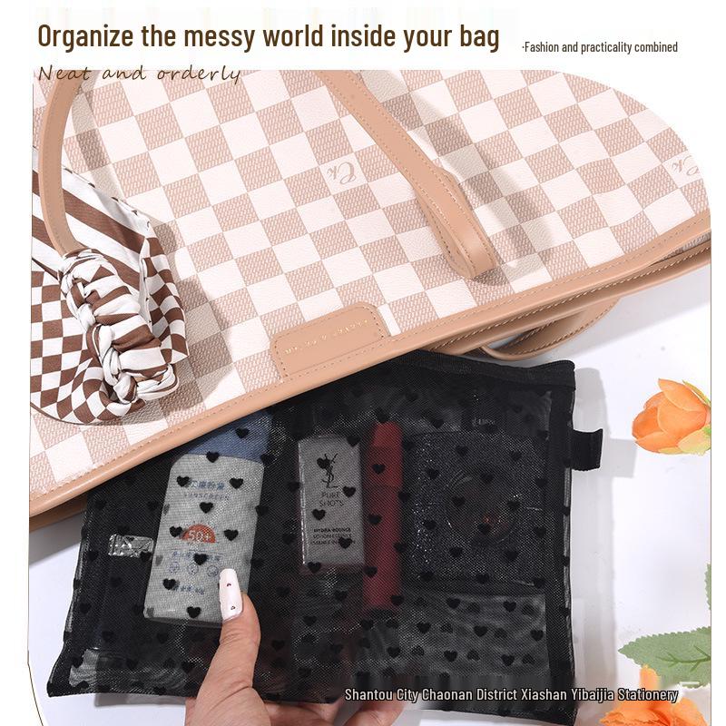 Large Capacity Transparent Mesh Cosmetic and Toiletry Bag - Portable Travel Storage