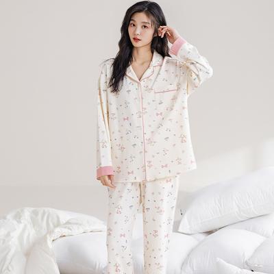 Pajamas Women'S Long-Sleeved Cardigan Spring And Autumn Cotton Cute And Sweet Ladies Can Wear Large-Size Loungewear