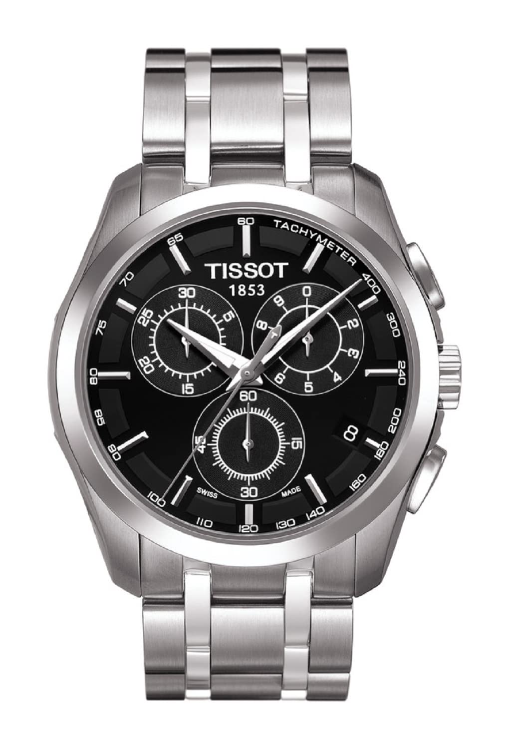 

Чоловічий годинник Tissot Chronograph Couturier, Чорний циферблат, Браслет, T0356171105100
