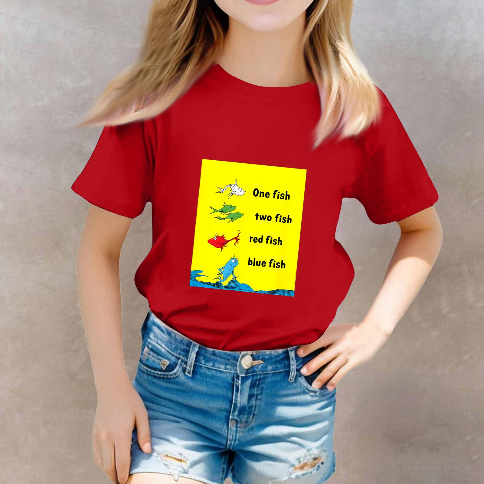 Toddler Boy And Girl T-Shirts Kids Top Girls Printed Short Sleeved T-shirt 140 красный