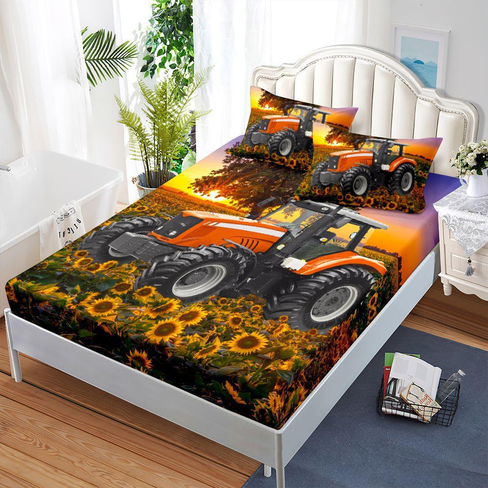 Automobil Offroad Baufahrzeug Matratze Dreiteiliges Set, Bettbezug, Kissenbezug, Staubmatratzenschutz