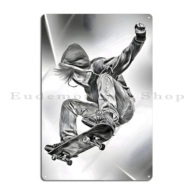 Skateboard Metal Sign Cinema Create Mural Kitchen Cave Tin Sign Poster 20X30CM