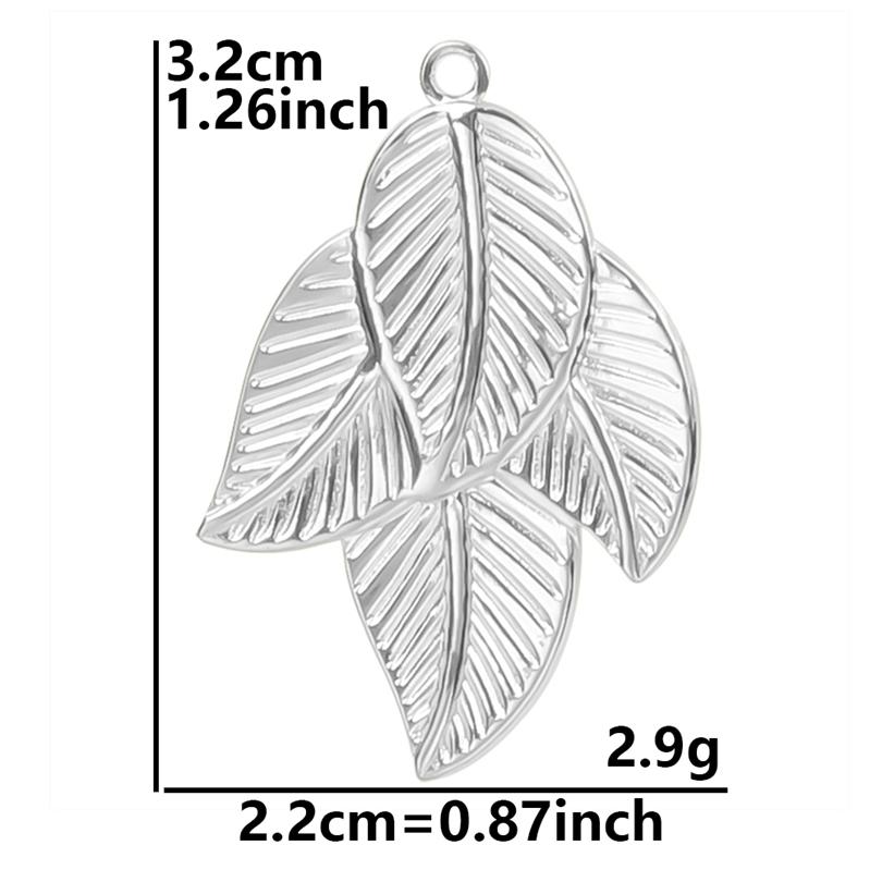 6pcs Silver Color Plant Tree Leaf Flower Charms For Jewelry Making Earring Necklace Connector Stainless Steel Charm Pendant Bulk