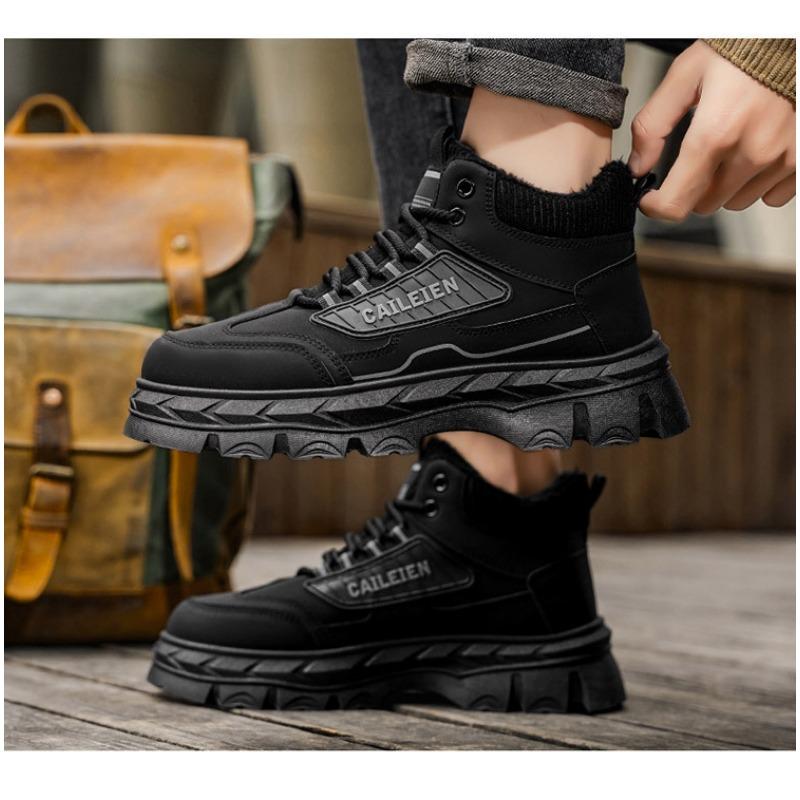 Mens Fleece Lined High Top Thick Sole Non Slip Warm Work Martin Boots