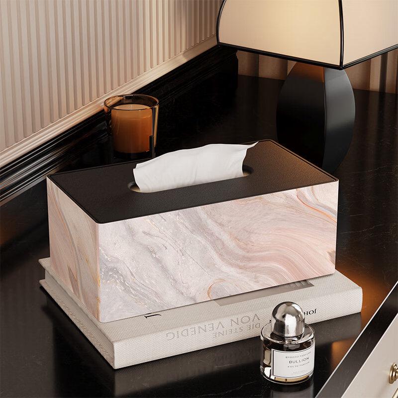 Marble Pattern Leather Tissue Box