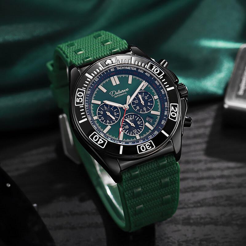 Męski zegarek mechaniczny z automatycznym naciągiem, wielofunkcyjny kalendarz na tarczy, modny sportowy zegarek na rękę dla mężczyzn