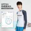 Mens Quick-Dry Rash Guard Set UV Protection Long Sleeve Surfing Dive Suit With Loose Beach Shorts