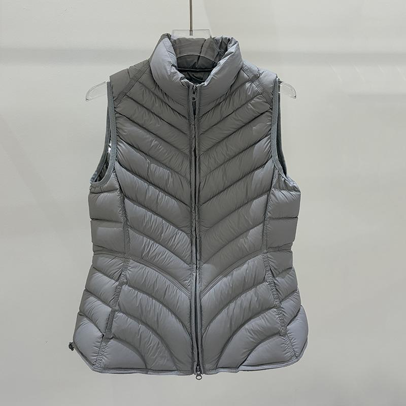 New White Duck Down Down Vest Women's Stand-up Collar Slim and Thin Small Waist Ribs Vest Jacket