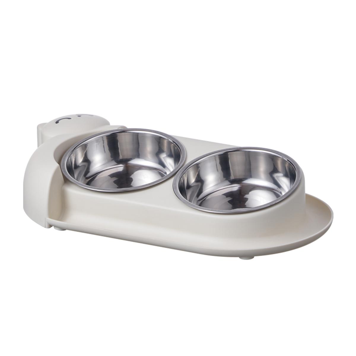 One piece multifunctional pet double bowl cartoon containing stainless steel bowl pet food utensils pet feeding water feeding